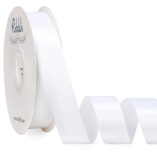 Ribbli White Satin Ribbon Double Faced Satin 1 inch x Continuous 50 Yards-White Ribbon for Gift Wrapping Crafts Wedding Decoration Bows Bouquet Floral Arrangement | Amazon (US)