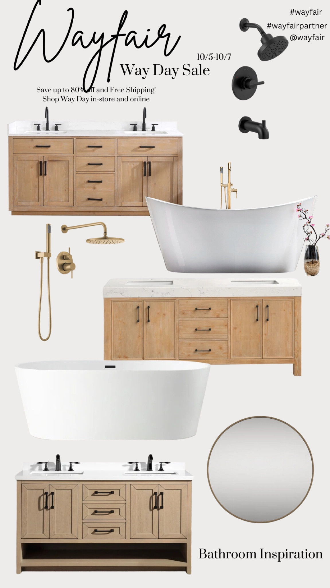 There is no better time to recreate our most popular bathroom design.  That is because @Wayfair’s Way Day Sale is starting on 10/5 until 10/7! Save big on items like bathroom vanities, plumbing fixtures, hardware, lighting, and so much more.

So, get ready for Wayfair’s biggest sale of the year– up to 80% off and free shipping!  Shop Way Day in-store and online! 


@shop.ltk @wayfair #wayfairpartner #wayfair #liketkit #wayday
#modernfarmhouse #modernbathroomdesign #interiordesign #woodlooktile #bathroominspiration #homebuildfinds #homedecorfinds #neutralbathroom

#LTKxWayDay 

#LTKSaleAlert #LTKHome