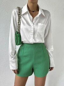 Solid High Waist Shorts SKU: sw2211084077675089(1 Reviews)$10.49$9.97Join for an Exclusive 5% OFF... | SHEIN