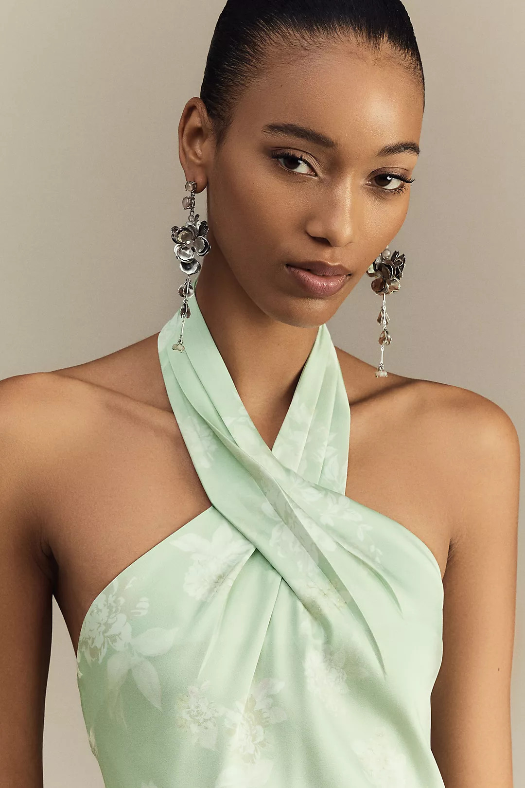 BHLDN Ruby Twist Halter Satin Gown | Anthropologie (US)