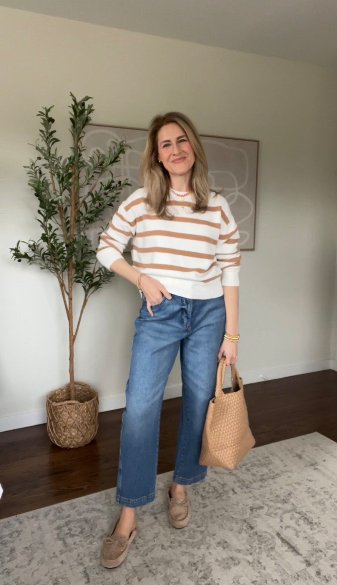 Perfect little striped sweater for summer, has that coastal preppy look for less! I sized up one size to a medium. #walmartfashion 

#LTKOver40