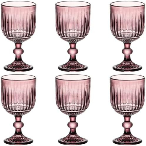 Purple Glasses Drinking set of 6 Colored Wine Water Stemware Pink Goblets Glassware 11 oz for Wed... | Amazon (US)