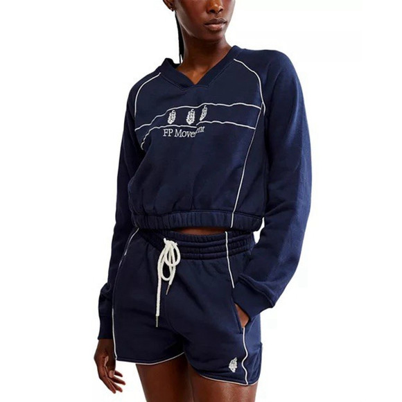 Free People FP Movement Seeing Double Set In Midnight Navy M Fleece Soft Comfy | Poshmark