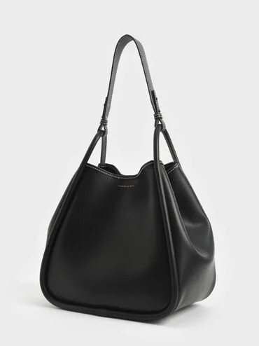 Lyla Tubular Slouchy Tote Bag
    
         - Black | Charles & Keith AU