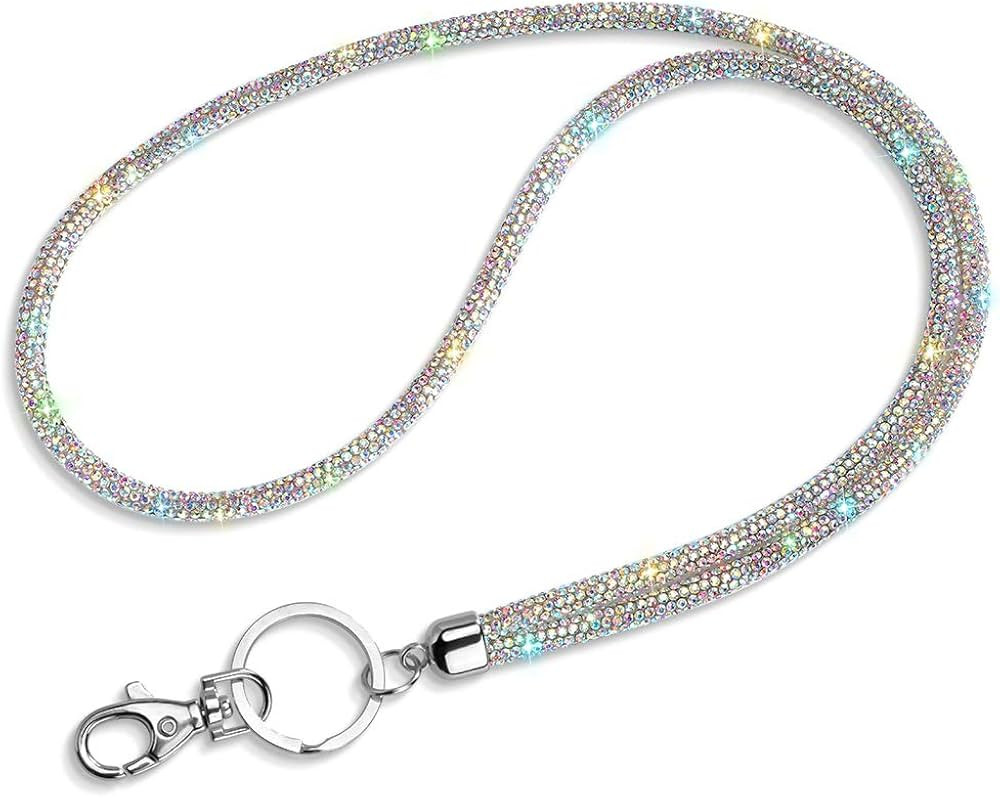 Artscope ID Card Holder Lanyard, 34.8'' All Around Bling Crystal Neck Strap Lanyard Women's Chain... | Amazon (US)