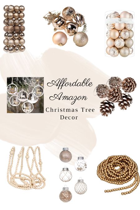 Affordable Christmas Tree Decorations. #neutralchristmas #ornaments #neutralornaments #christmastree #christmastreedecor #christmastreedecorations #treegarland #treedecor 

#LTKhome #LTKSeasonal #LTKHoliday