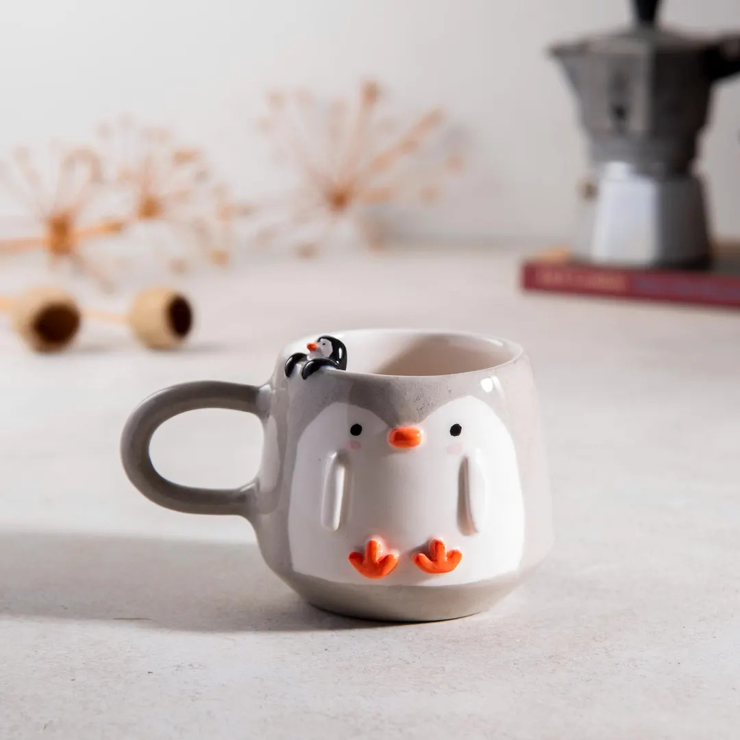 Penguin Coffee Mug, Christmas Mug, Valentines Gift Mug, Handmade Ceramic Coffee Mug, Handmade Pot... | Etsy (US)