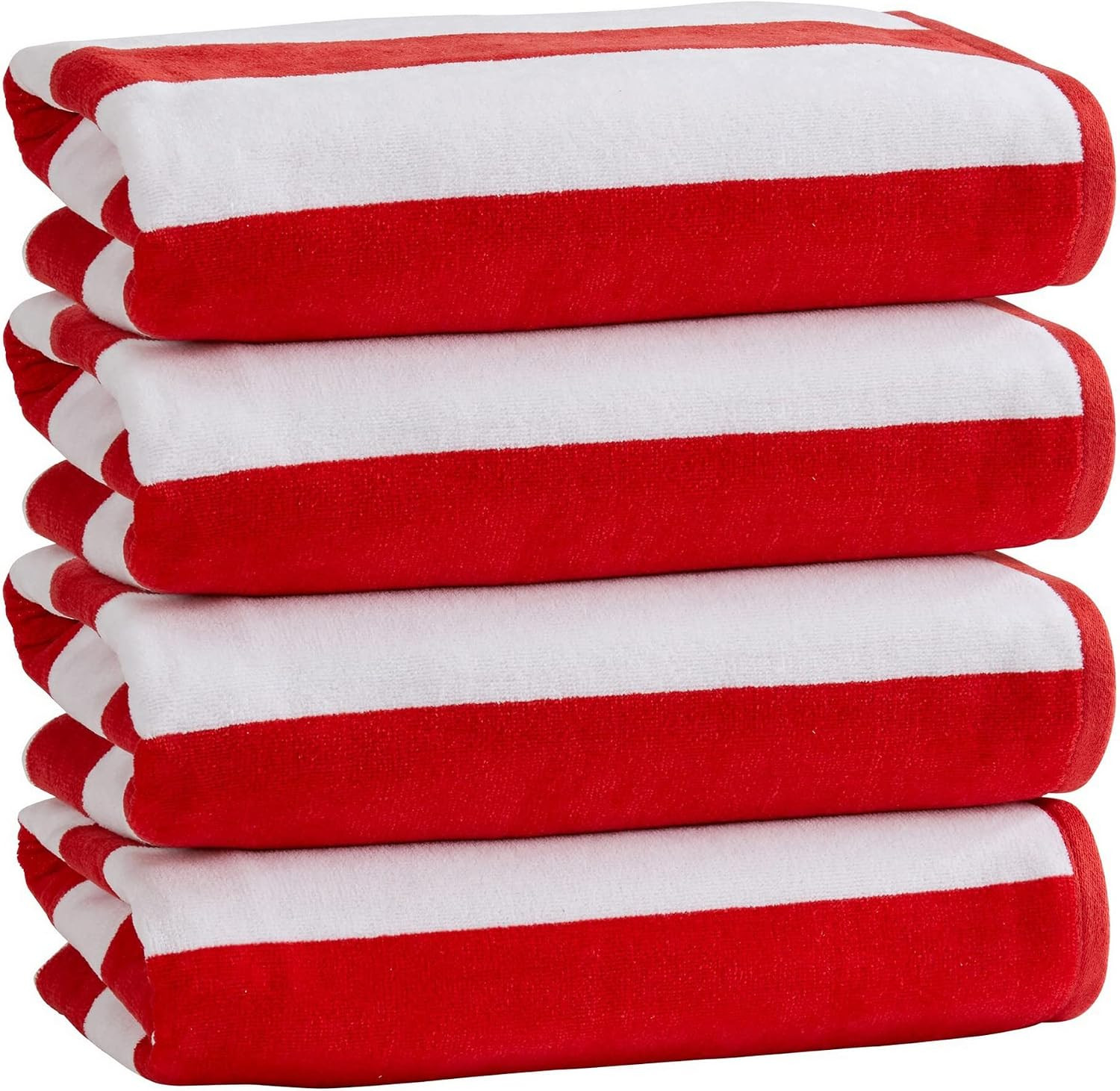 Market & Place 100% Cotton Velour Cabana Stripe Beach Towel Set 30" x 60" - Ultra Soft, Plush, & ... | Amazon (US)