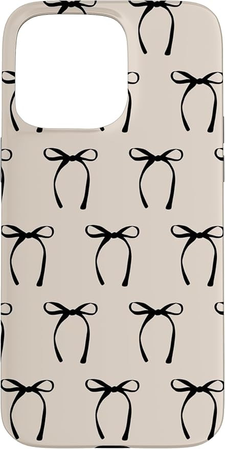 iPhone 15 Pro Max Aesthetic Black Ribbon Bow On Beige Case | Amazon (US)