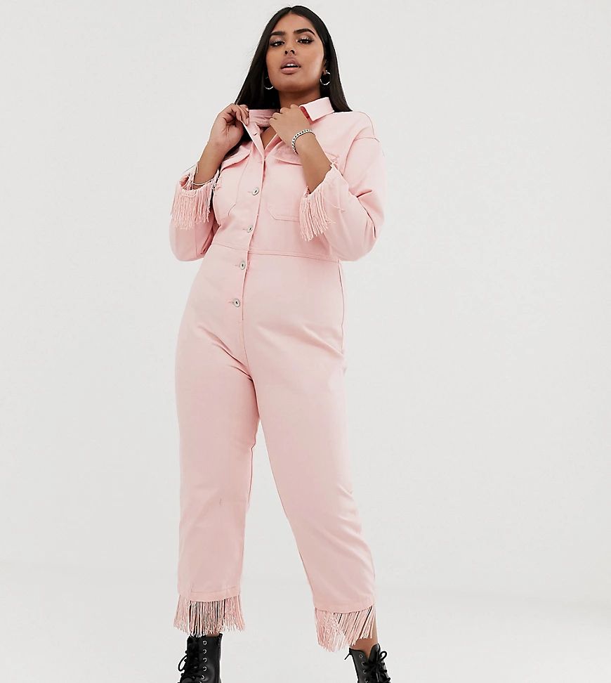 See You Never Plus fringed boiler suit-Pink | ASOS (Global)