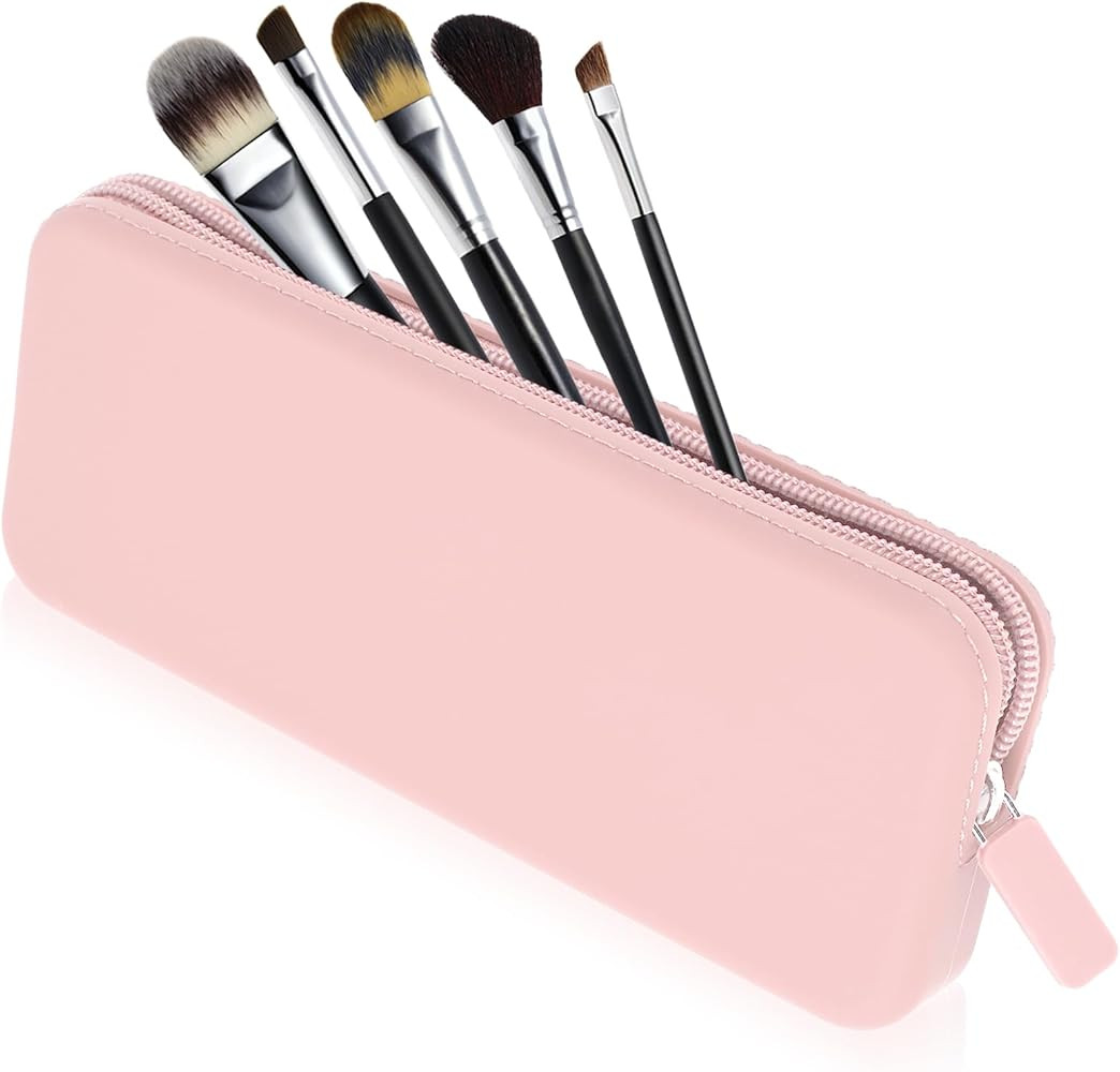 Sakolla Travel Makeup Brush Holder, Silicone Makeup Brush Bag with Zipper Closure, Makeup Brushes... | Amazon (US)