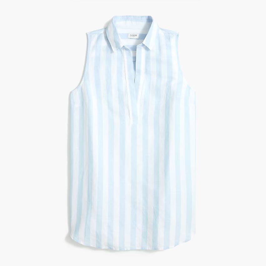 Striped linen-cotton sleeveless popover tunic top | J.Crew Factory