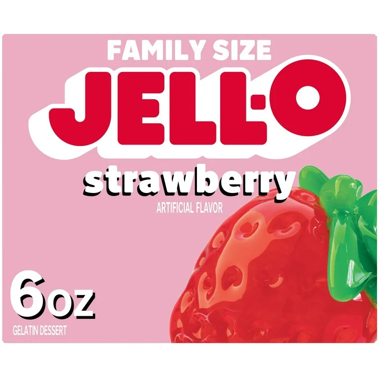Jell-O Strawberry Artificially Flavored Gelatin Dessert Mix, Family Size, 6 oz Box | Walmart (US)