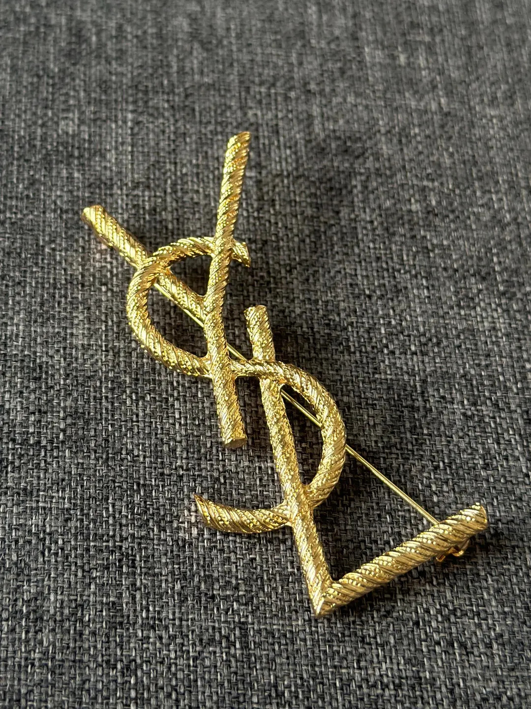 Yves Saint Laurent VTG YSL Vintage Golden Brooch Pin Gold Round Accessory 7cm 2.8" Stainless Stee... | Etsy (US)