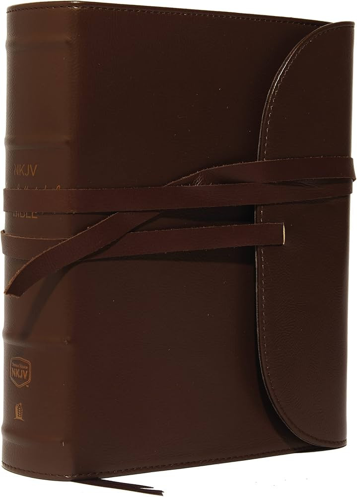 NKJV, Journal the Word Bible, Large Print, Premium Leather, Brown, Red Letter: Reflect on Your Fa... | Amazon (US)