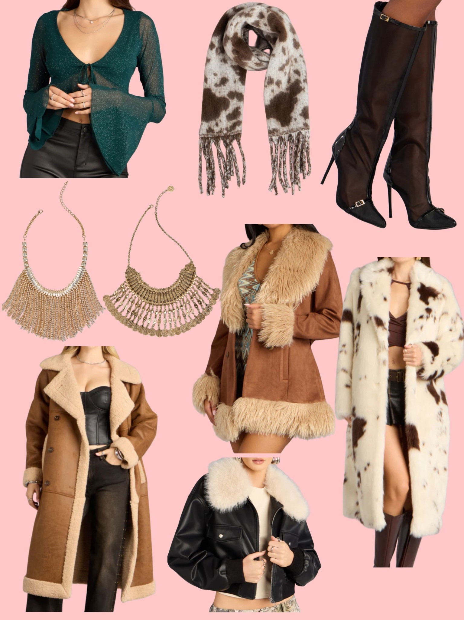 NEW!! Fur coats, necklaces, and cow print scarf 😍

#LTKHoliday #LTKSeasonal