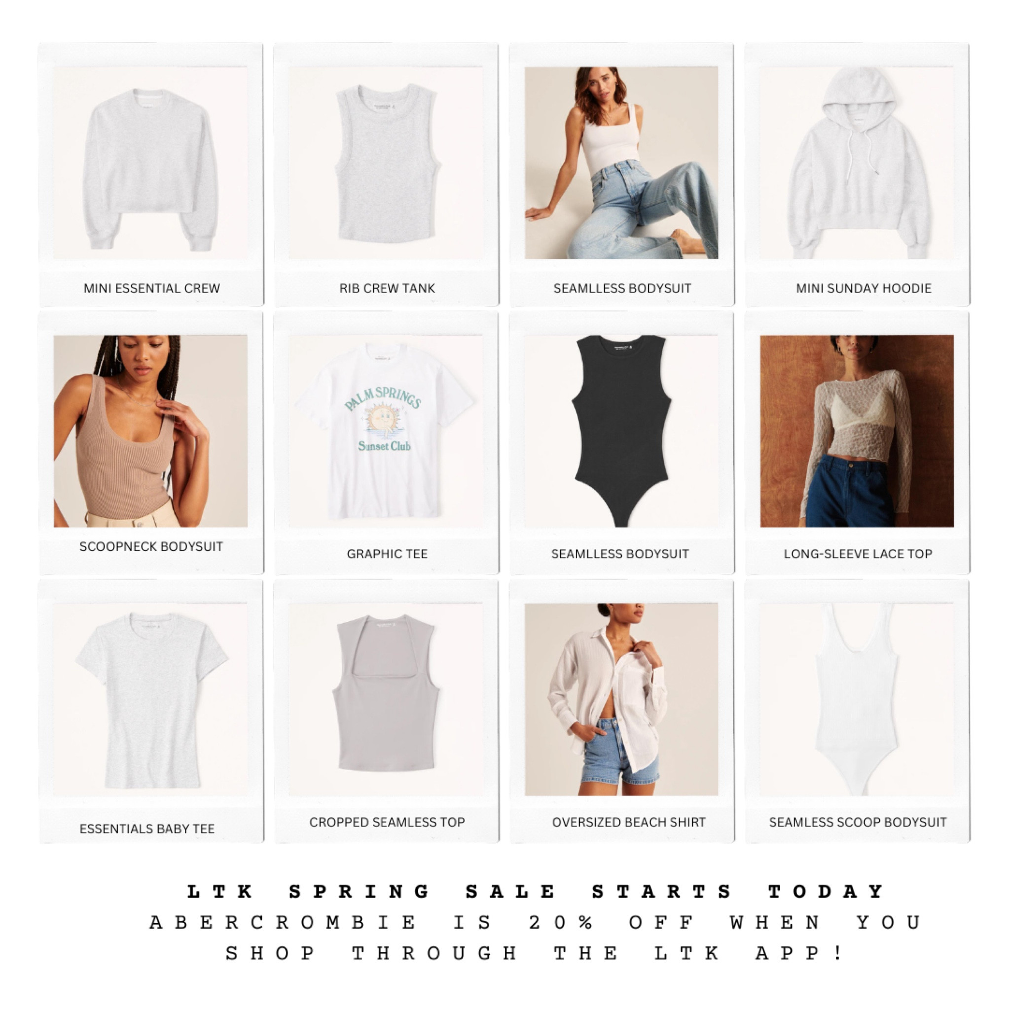 MINI ESSENTIAL CREW, RIB CREW TANK, SEAMLLESS BODYSUIT, MINI SUNDAY HOODIE, SCOOPNECK BODYSUIT, GRAPHIC TEE, SEAMLLESS BODYSUIT, LONG-SLEEVE LACE TOP, ESSENTIALS BABY TEE, OVERSIZED BEACH SHIRT 

#LTKstyletip #LTKsalealert #LTKSale