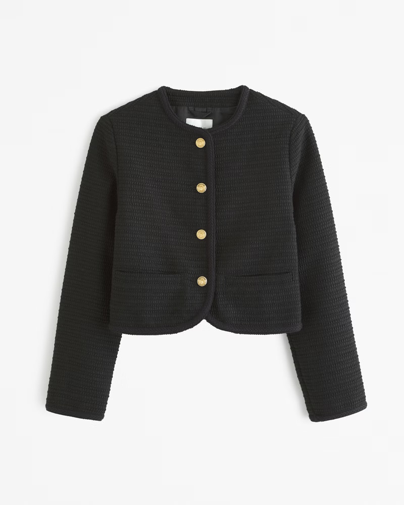 Collarless Tweed Jacket | Abercrombie & Fitch (UK)
