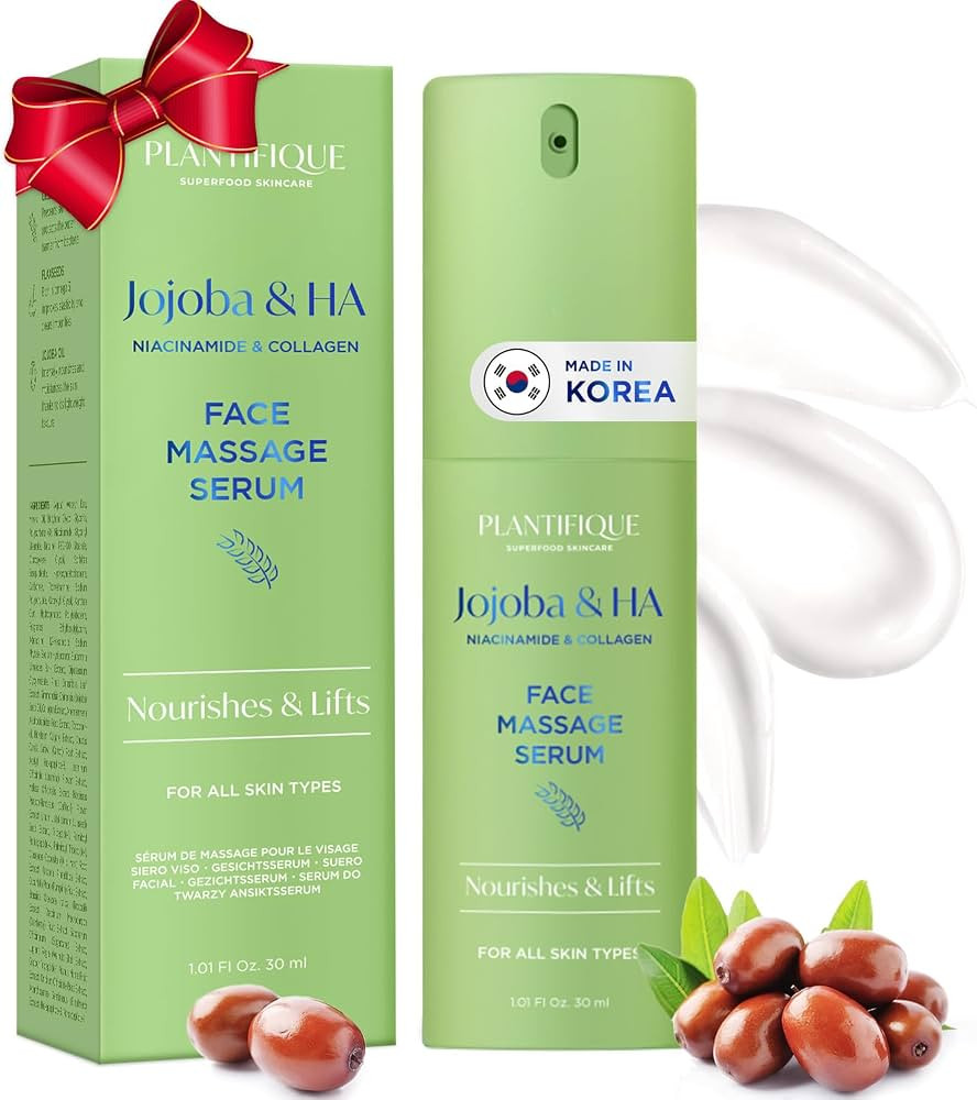 PLANTIFIQUE Korean Jojoba Oil & Hyaluronic Acid Face Massage Serum – Hydrating Anti-Aging Colla... | Amazon (US)