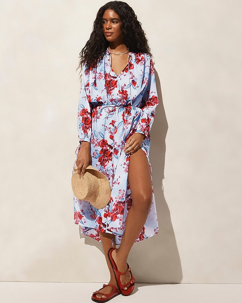 Cotton voile tunic dress in floral print | J. Crew US
