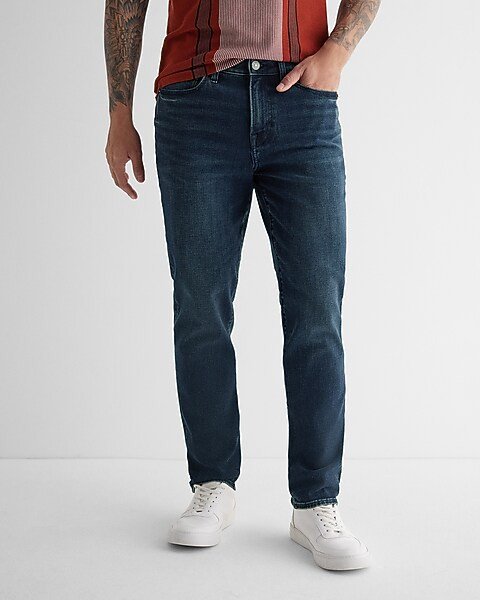 Athletic Slim Dark Wash Stretch Jeans | Express