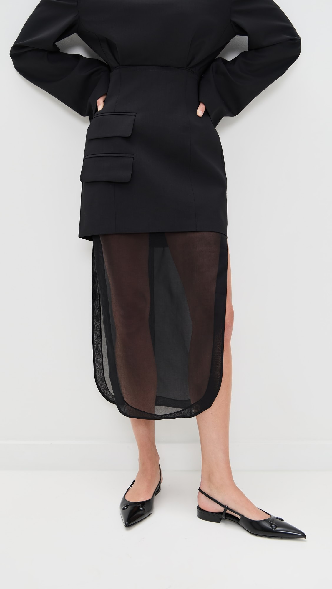A.W.A.K.E. MODE Basque Skirt with Organza Layer | Shopbop | Shopbop
