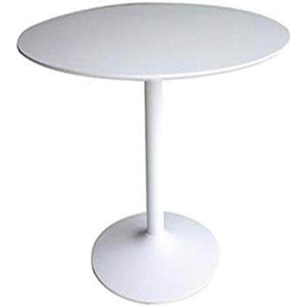 Benjara Contemporary White Round Dining Table, Glossy White | The Home Depot