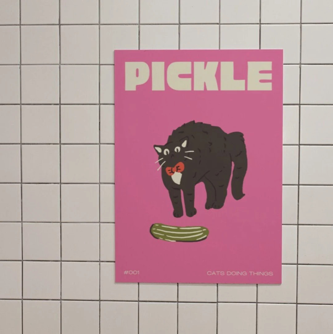 Black Cat Digital Wall Art Print, Funny Cat Poster, Cute Kitten Illustration, Cat Lover Gift, Pin... | Etsy (US)