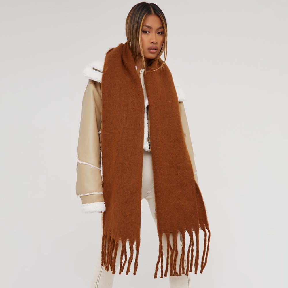 Oversized Scarf In Brown | Ego Shoes (UK)