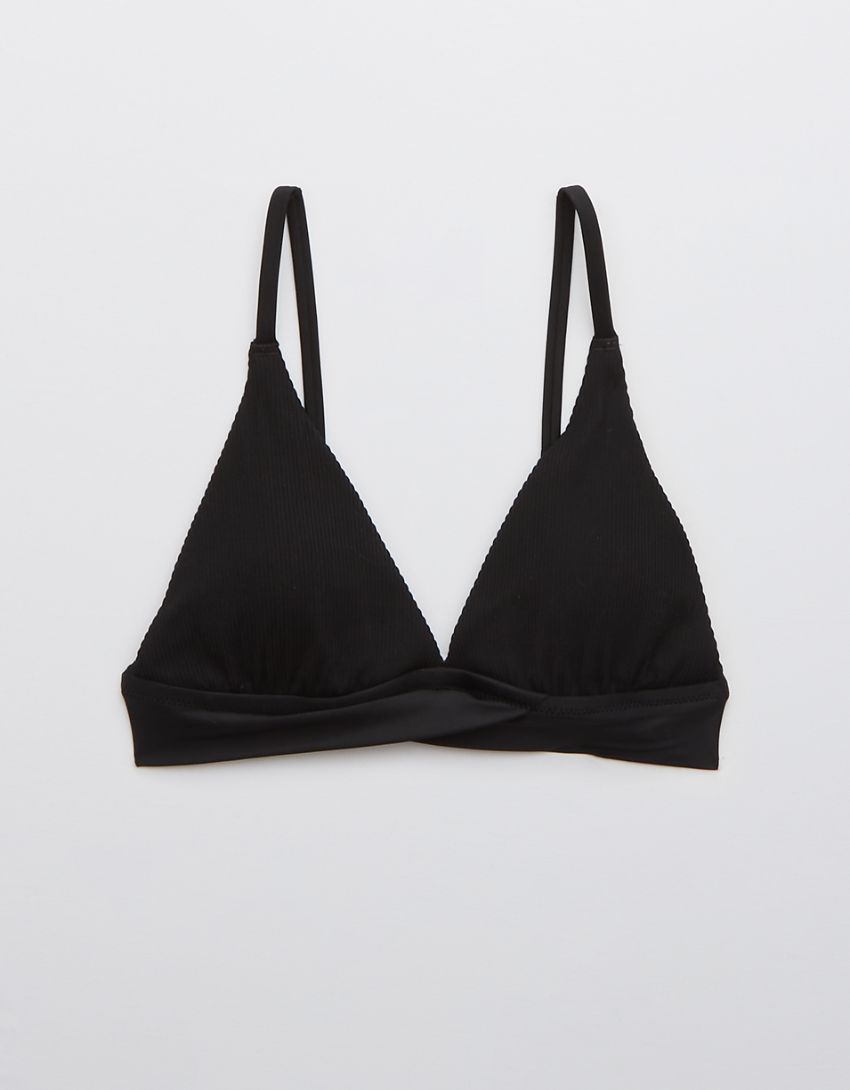 Aerie Ribbed Mix Crossover Triangle Bikini Top | American Eagle Outfitters (US & CA)