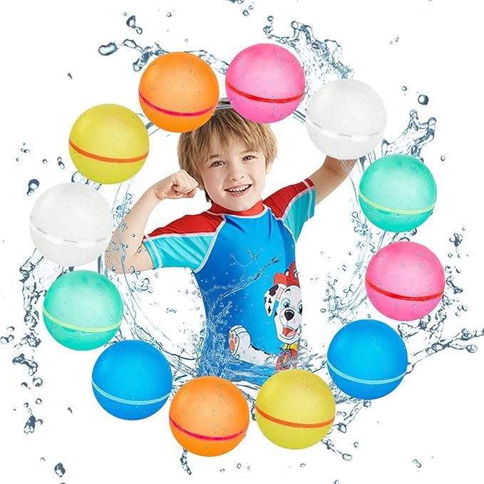 12PCS Reusable Water Balloons for Kids, WHDPETS Refillable Water Balloons Water Bomb Quick Fill a... | Amazon (US)