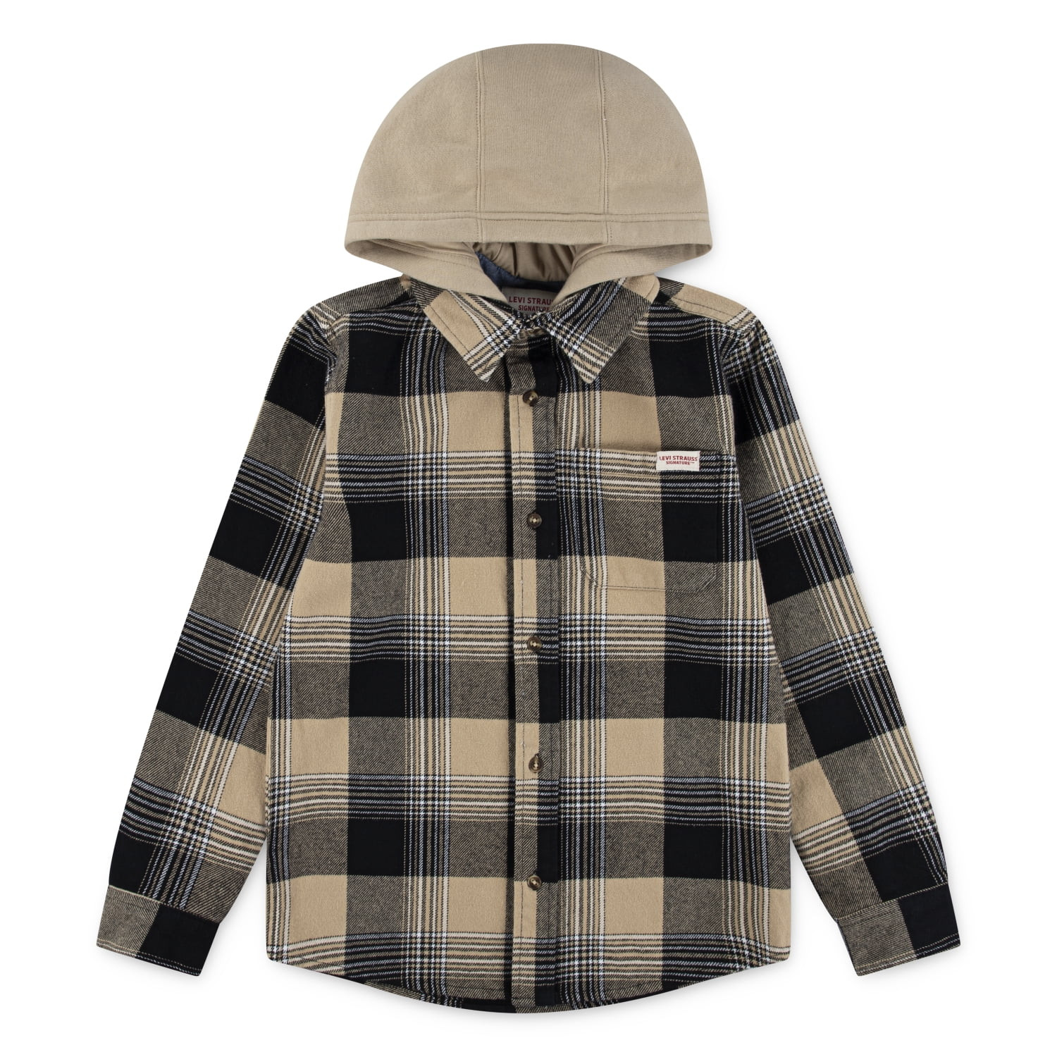 Levi Strauss Signature Boys Hooded Plaid Flannel, Sizes 4-18 | Walmart (US)