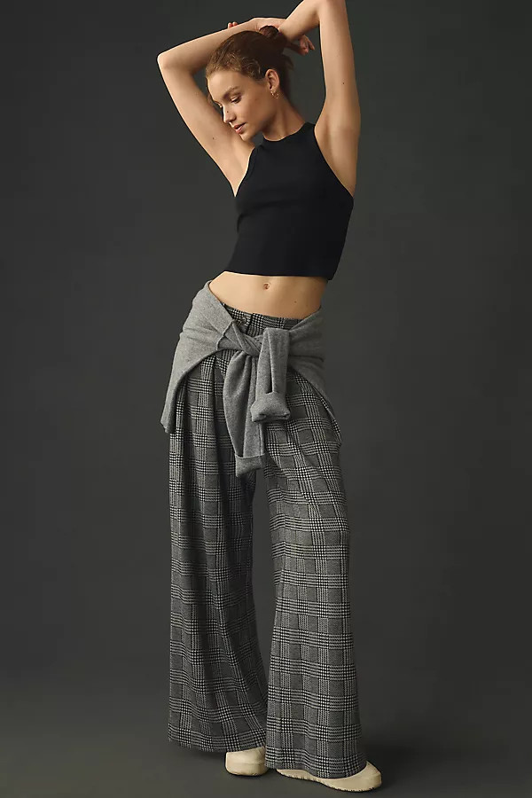 Maeve Plaid Pleated Pants | Anthropologie (US)