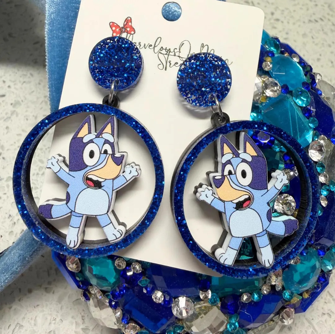 Bluey Dangle Drop Earrings - Bluey Lightweight Acrylic Jewelry - Hypoallergenic Cruise Fish Exten... | Etsy (US)