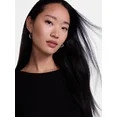 Scenario Women's Silver‑Tone Ribbed Texture Hoop Earrings | Walmart (US)