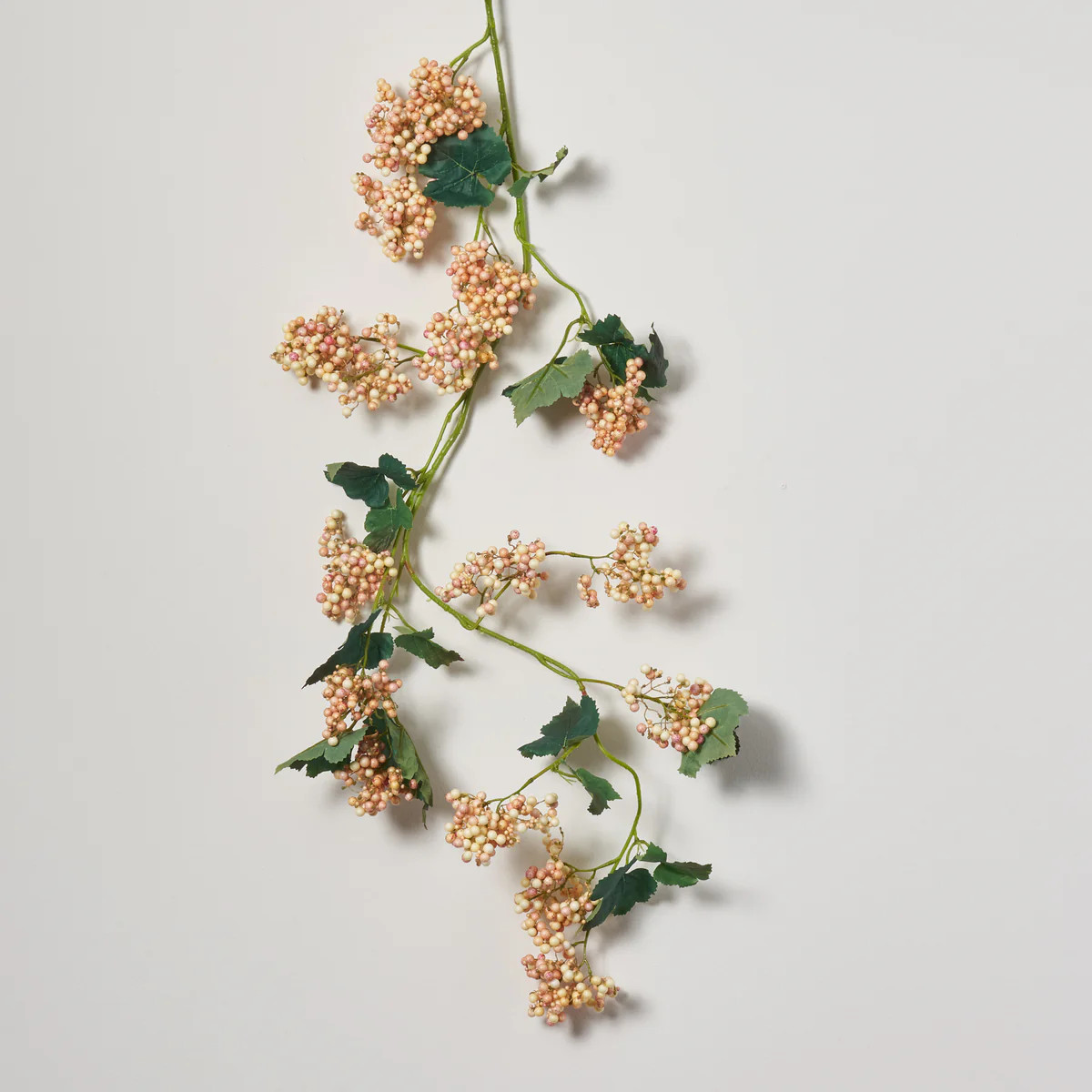 Cream & Pink Faux Berry Cluster Stem Long Hanging Branch Spray - 57" | Darby Creek Trading