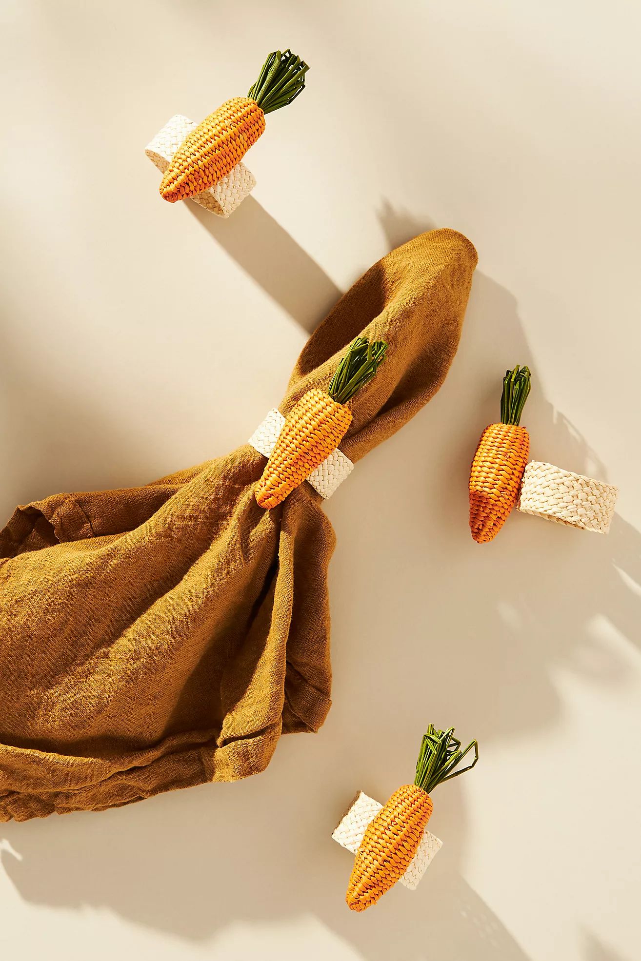 Klatso Handwoven Carrot Napkin Rings, Set of 4 | Anthropologie (US)