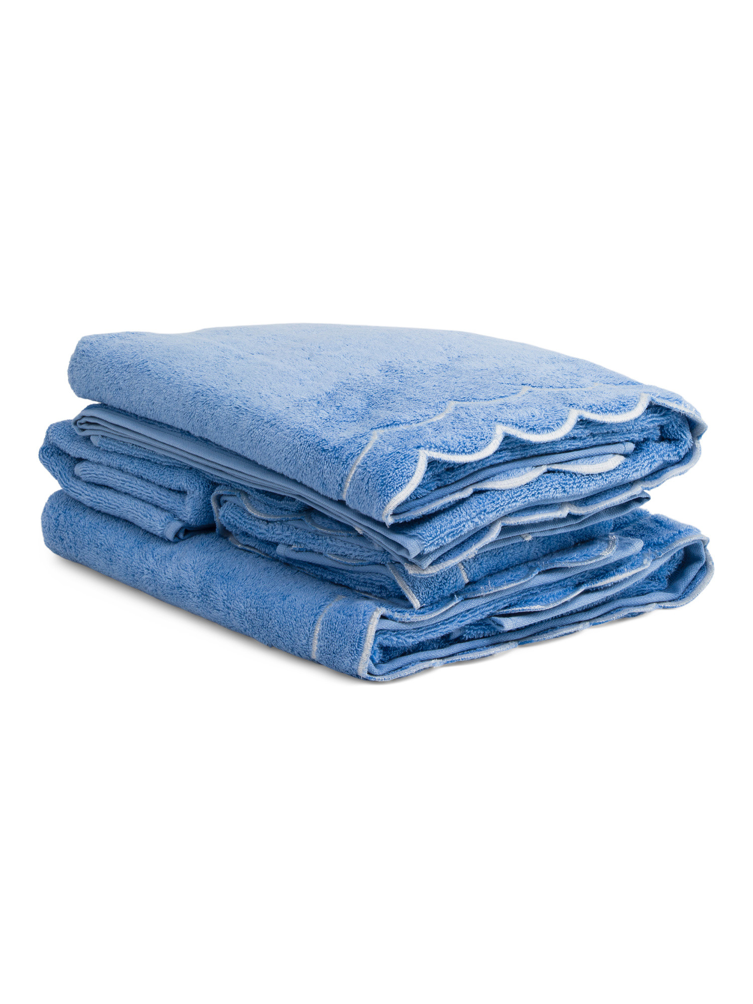 Made In Turkey 6pc Double Scalloped Embroidery Towel Bundle | TJ Maxx