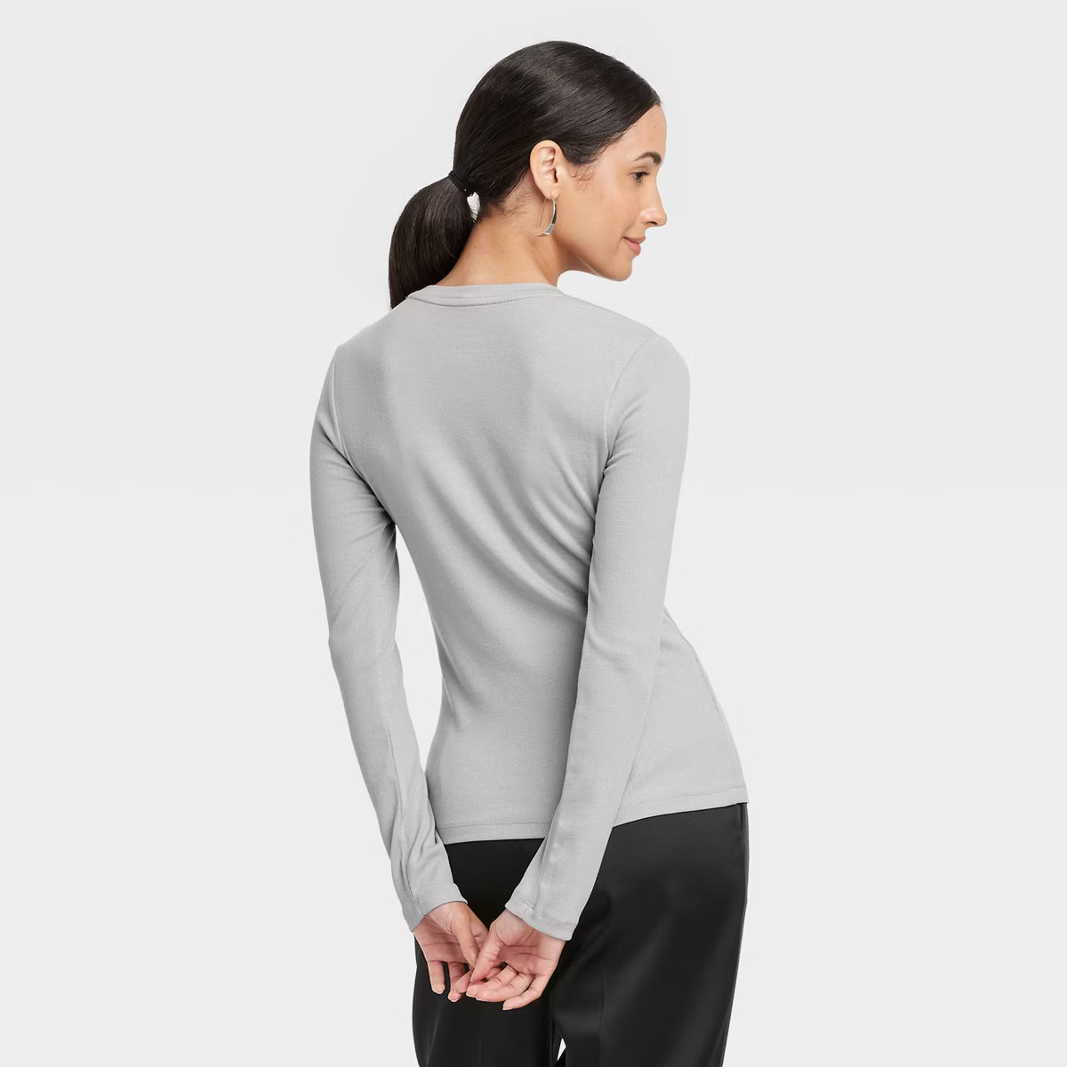 Women's Long Sleeve Ribbed T-Shirt - A New Day™ | Target