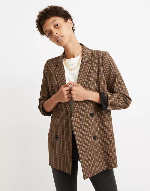 Petite Caldwell Double-Breasted Blazer in Mandell Plaid | Madewell