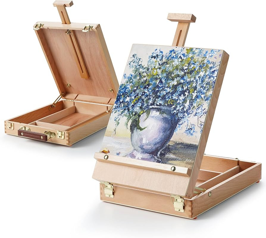 ARTIFY Adjustable Beechwood Tabletop Painting Easel, Wooden Sketch Box Easel, Desktop Artist Ease... | Amazon (US)