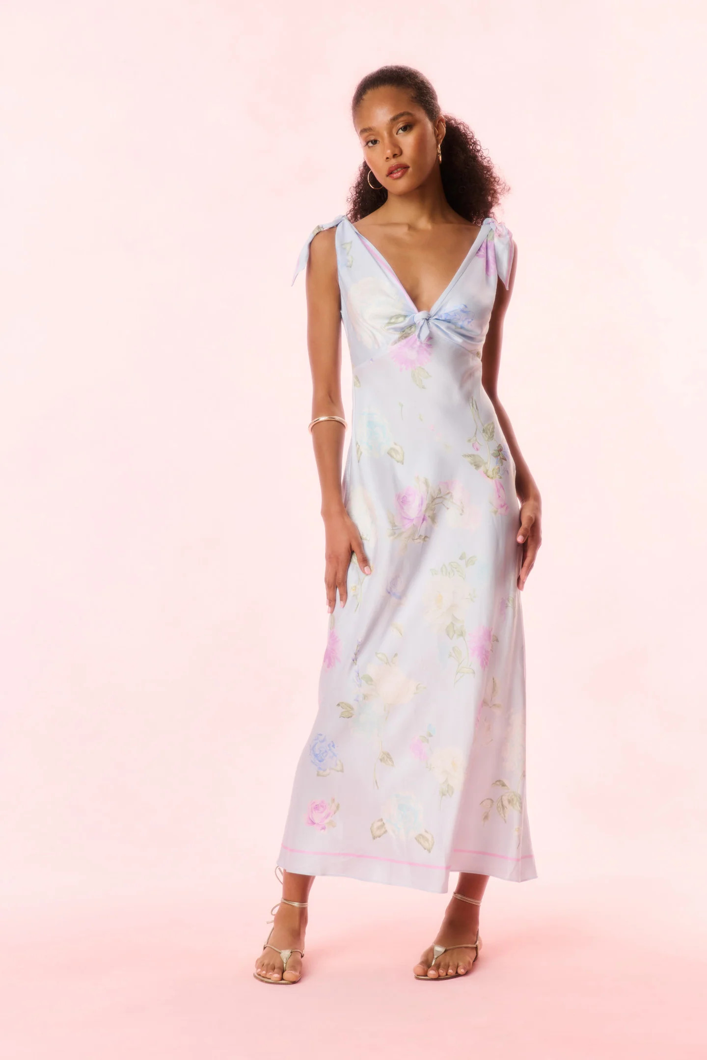 Perri Floral Scarf-Tie Maxi Dress - AMARILLO SKY / 0 | LoveShackFancy