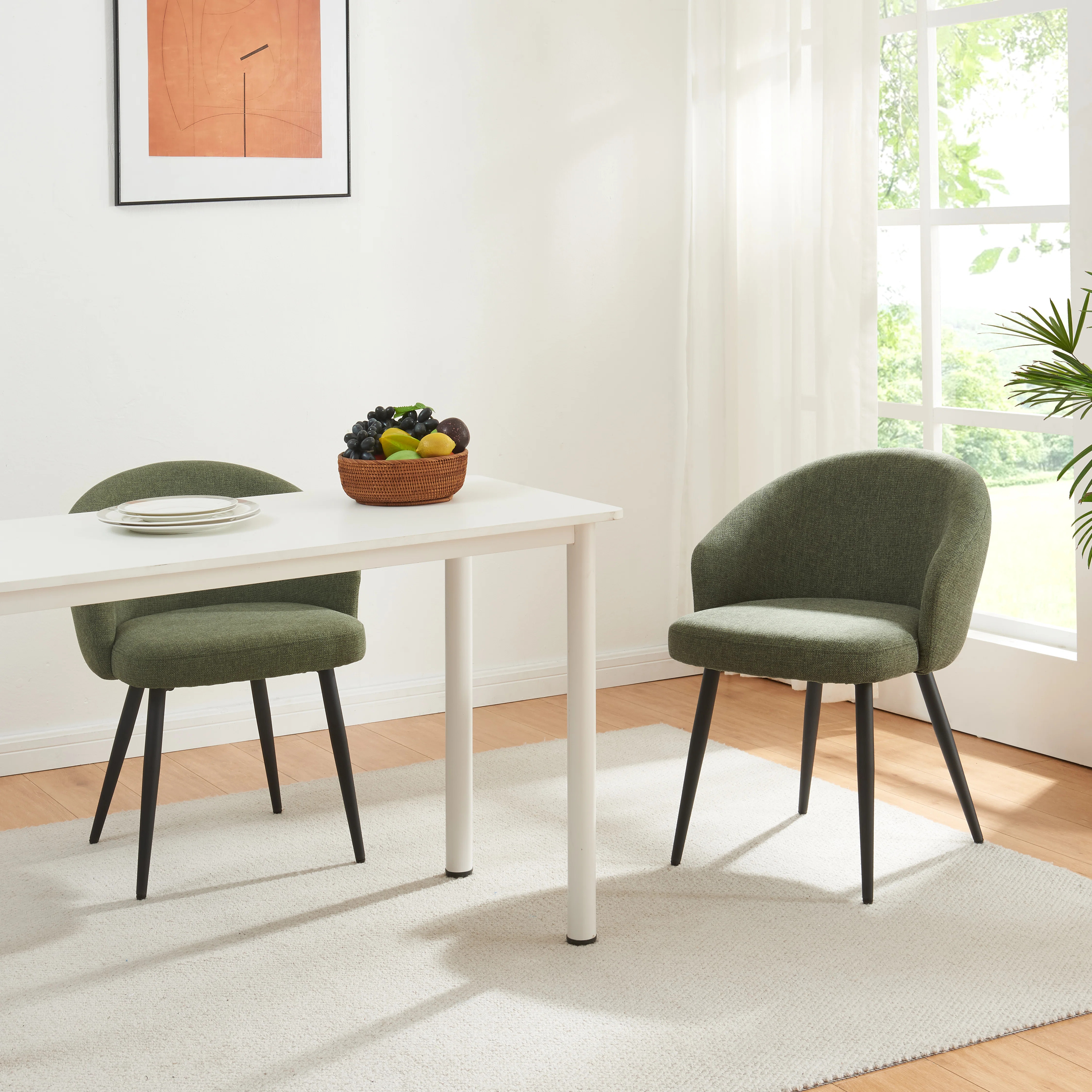 Yandier 19.1" Wide Fabric Dining Chairs (Set of 2) -  Upholstered Seats, Modern Comfort​ | Wayfair North America