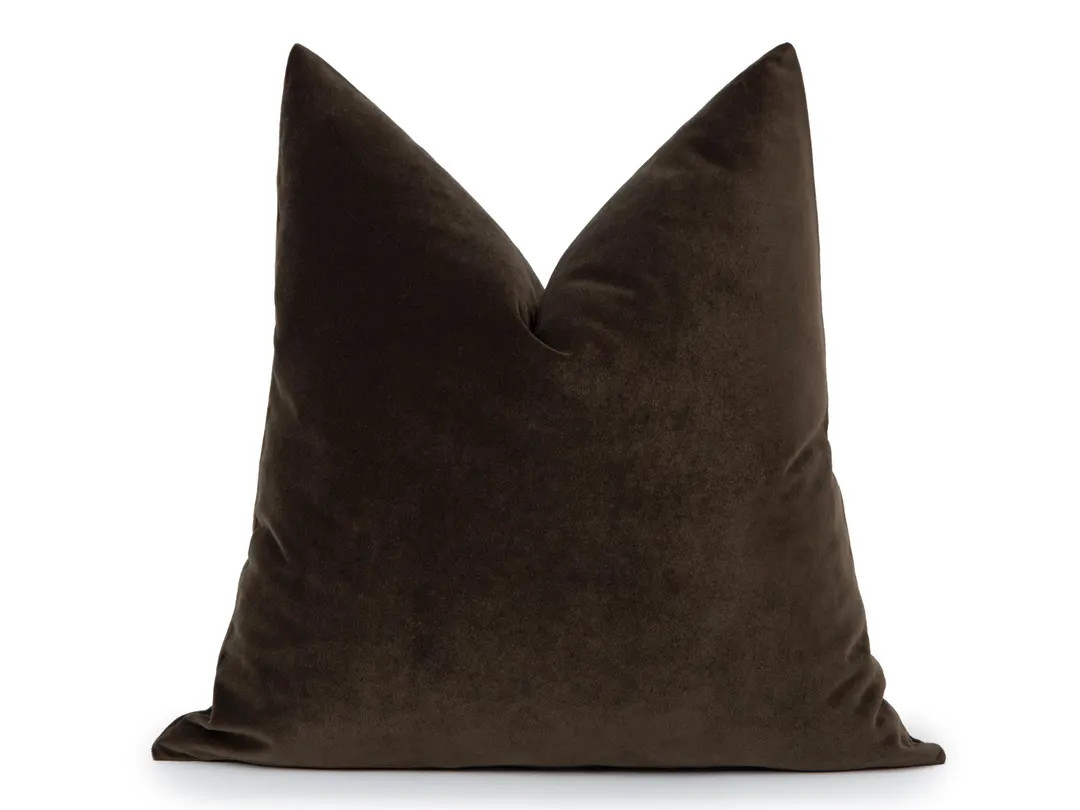 Dark Brown Velvet Pillow Cover | Soft Euro Sham & Cushion | Etsy (Global)