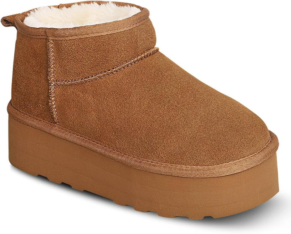 WICDIC Platform Mini Boot For Women Short Ankle Boot Fur Fleece Lined Sneakers Classic Ultra Snow... | Amazon (US)