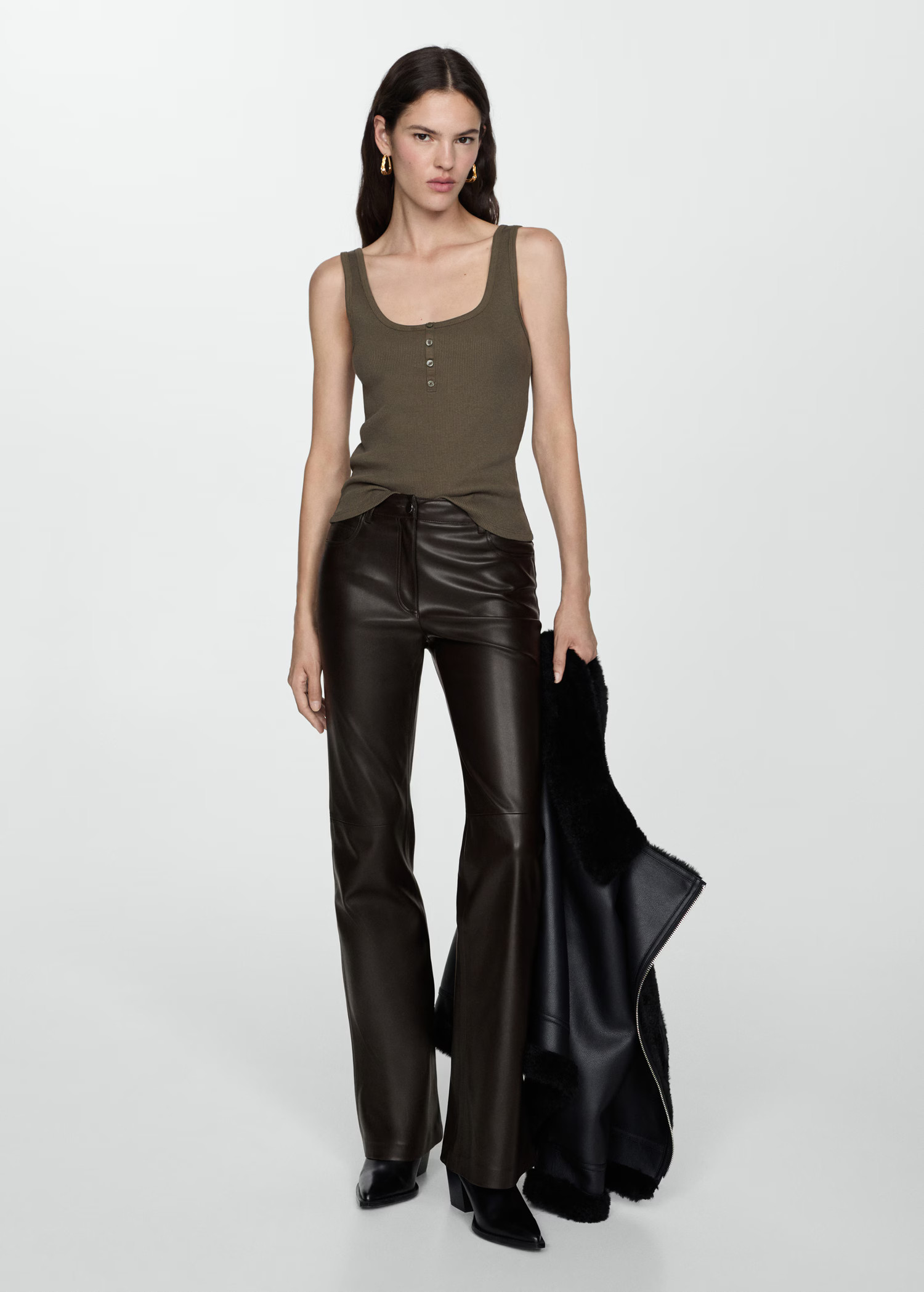 Leather-effect skinny trousers - Women | MANGO United Kingdom | MANGO (UK)