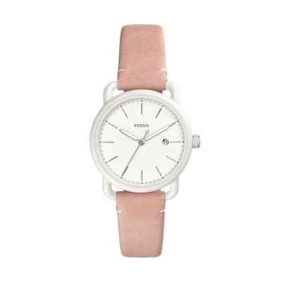 The Commuter Three-Hand Date Blush Leather Watch | Fossil (US)