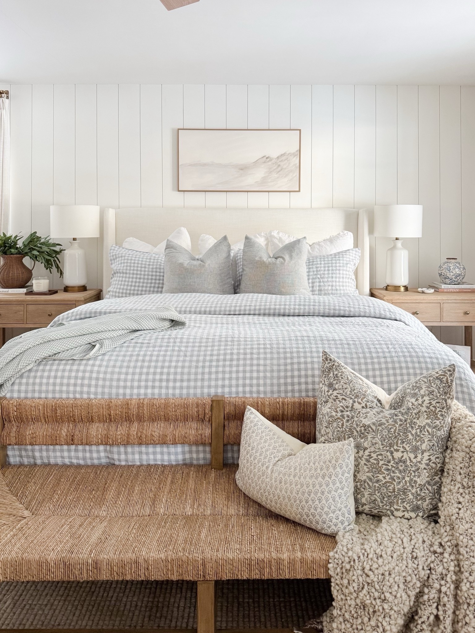 Layered coastal bedroom! This bedroom is all about relaxed layers, soft blues, and classic coastal patterns that make the space feel serene. 

#LTKHome
