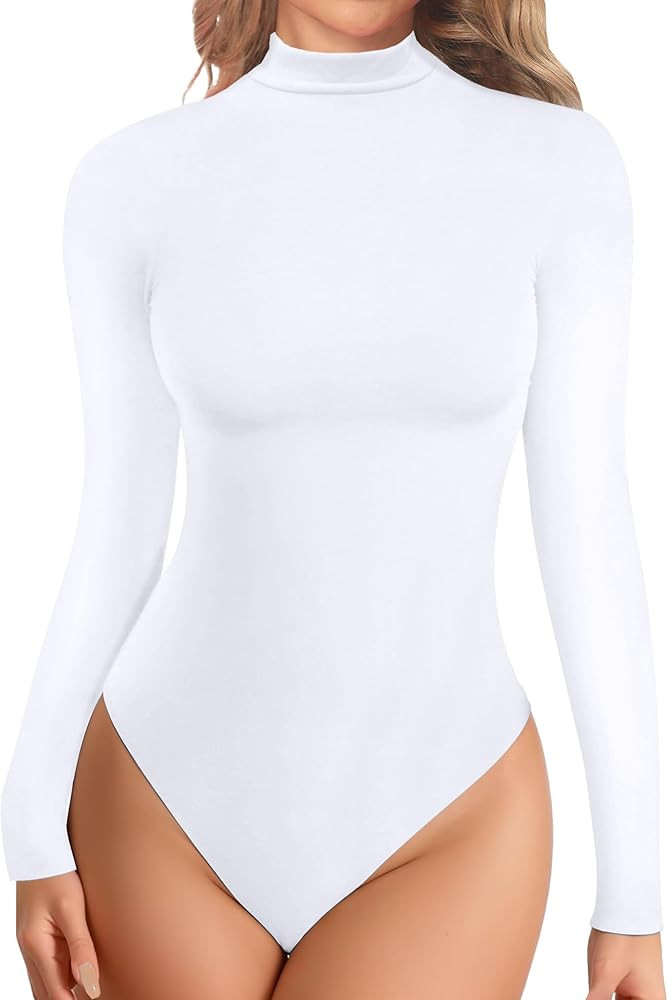 YOGINGO Women's Long Sleeve Mock Turtle Neck Bodysuits Tops Going Out Body Suits for Women Fashio... | Amazon (US)