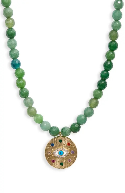 VIDAKUSH Eyes on Me Jade Necklace in Green/gold at Nordstrom, Size 16 | Nordstrom